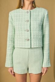 Lemi Tweed Jewel Buttoned Combo Jacket Endless Rose at Endless Rose